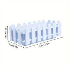 TEMU Garden Rail Planter Box For Balcony/home - 1pc, Plastic Rectangular Fence Style Plant Container, Lightweight With Plant Stand, Assorted Colors