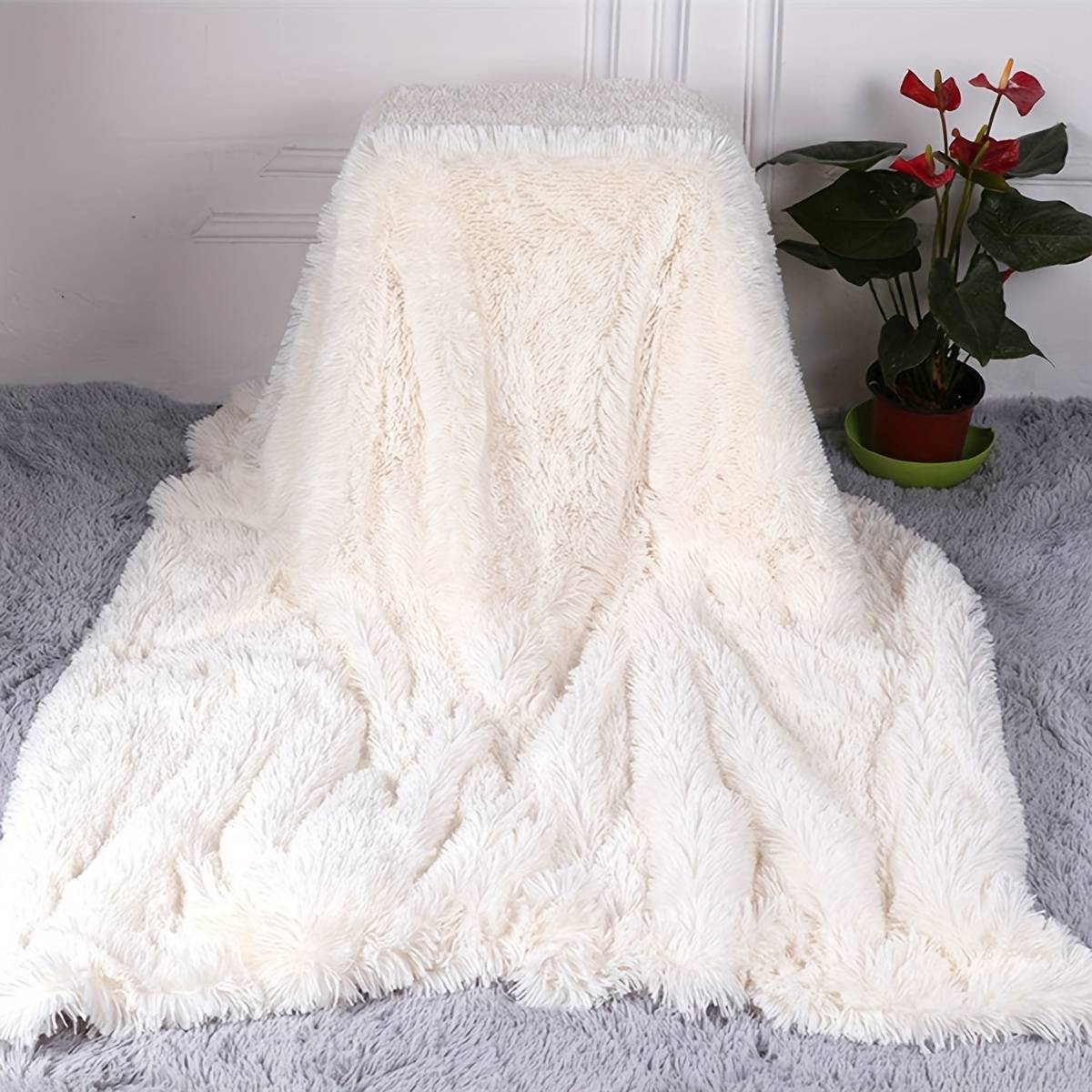 Nordic Long-pile Coral Blanket, Thickened Throw Blanket For Sofa, Single Person Office Nap Blanket