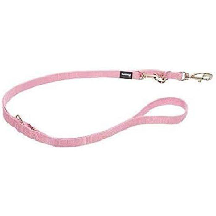Multifunktionellt koppel - RED DINGO - Justerbart koppel - Rosa - Nylon - 6 möjliga användningsområden rosa