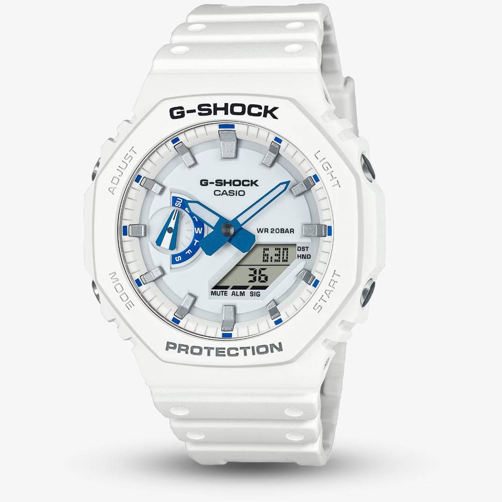 Casio Mens G-Shock Marvel Studios Fantastic Four White & Blue Dial Watch GA-2100HDS-7AER - Two Colour
