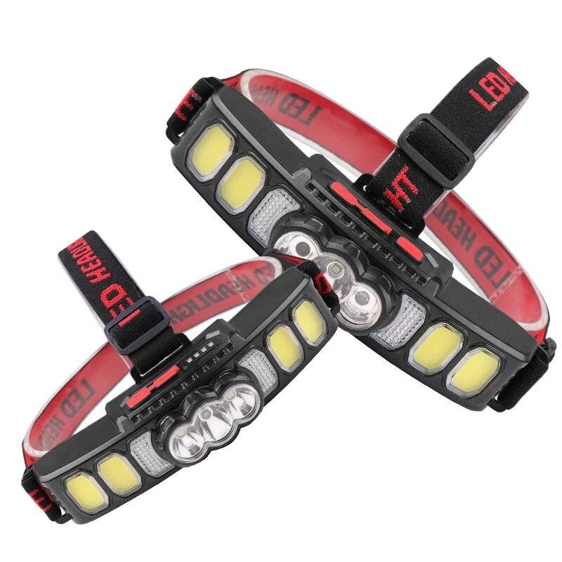 USB-laddningsbart LED-pannlampa XPE COB-huvudlampa Rött ljus Rörelsesensor Lättviktig för löpning Campingutrustning Natu