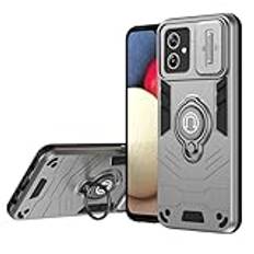 Telefonskyddspaket Kompatibel med Motorola Moto G54 Fodral med Kickstand & Slide Camera Cover, Shockproof Military Grade Fodral Robust skyddsfodral Kompatibel med Motorola Moto G54 Phone Fall(Silver)