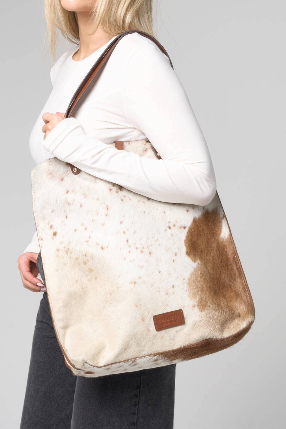 Brown Cowhide Tote Bag