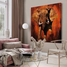 Abstrakt Oljemålning - Springande Elefant