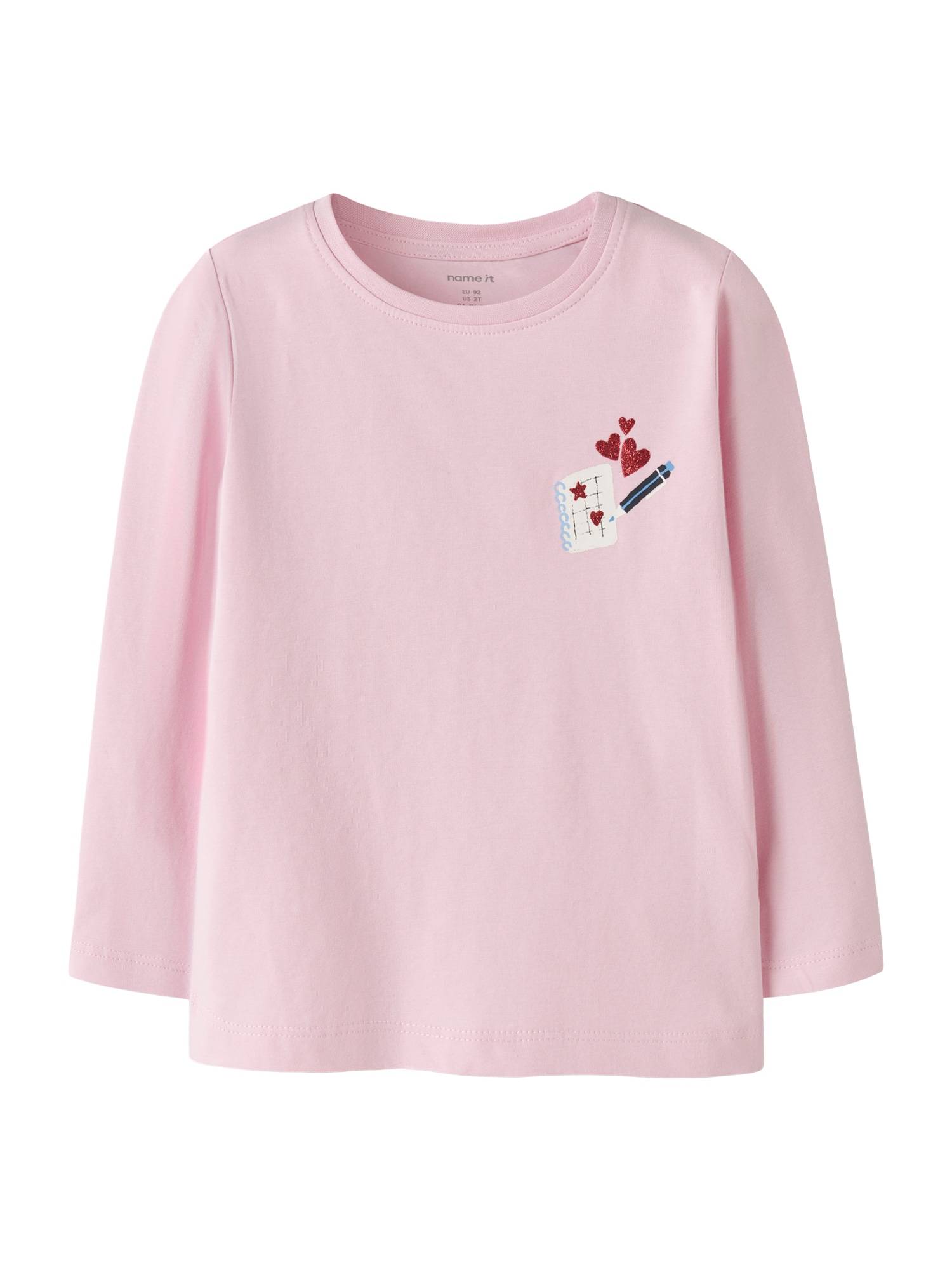 NAME IT T-shirt 'NMFLINLAS' azur / rosa / karminröd / vit