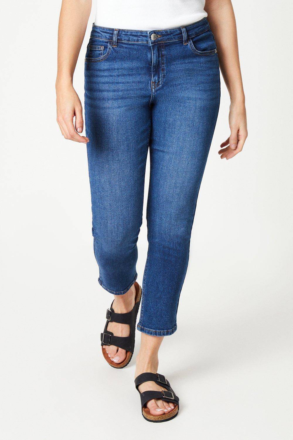 Petite Comfort Stretch Slim Jeans, mid wash