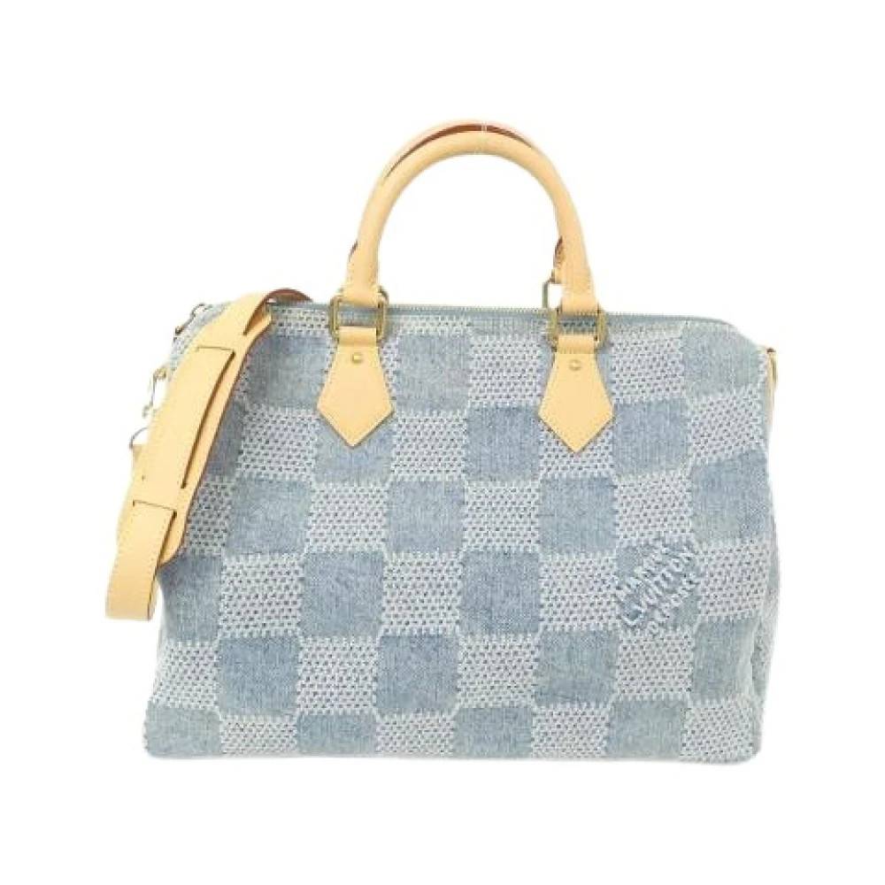 Louis Vuitton Vintage Pre-owned Damier Denim 3D Speedy Bandouliere Cotton Canvas Bag - Vintage - Dame - Blå - ONE SIZE - Denim