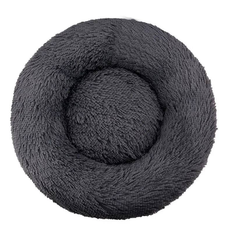 Round Plush Pet Bed — Washable Warm Basket for Dogs & Cats, 6 Sizes - Dark grey / 40cm (40cm)
