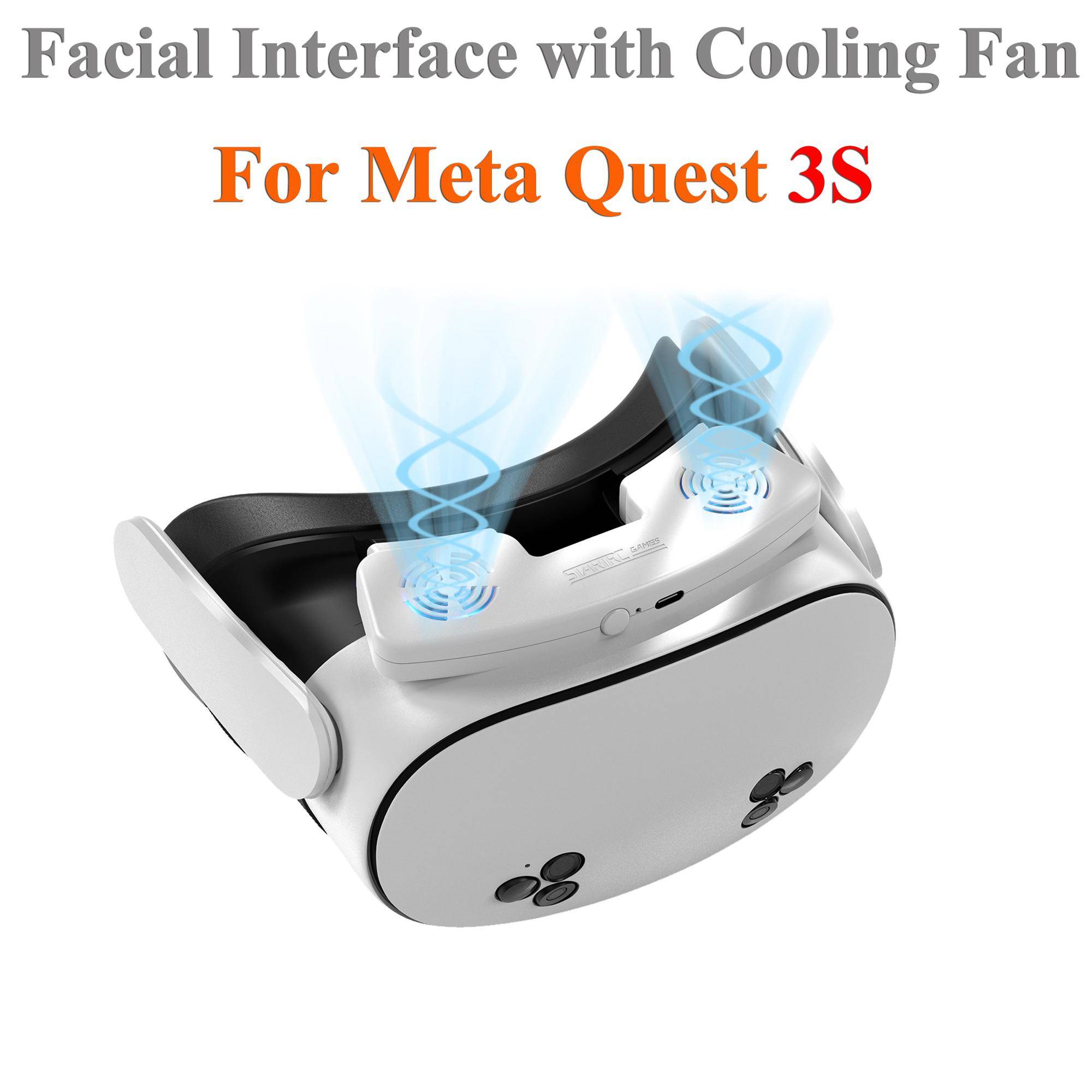 Kylfläkt för OCULUS Meta Quest 3S Ersättande Ansiktsgränssnittsmask Justerbar Vindhastighet Cirkulerande Värmeavledning VR ACC