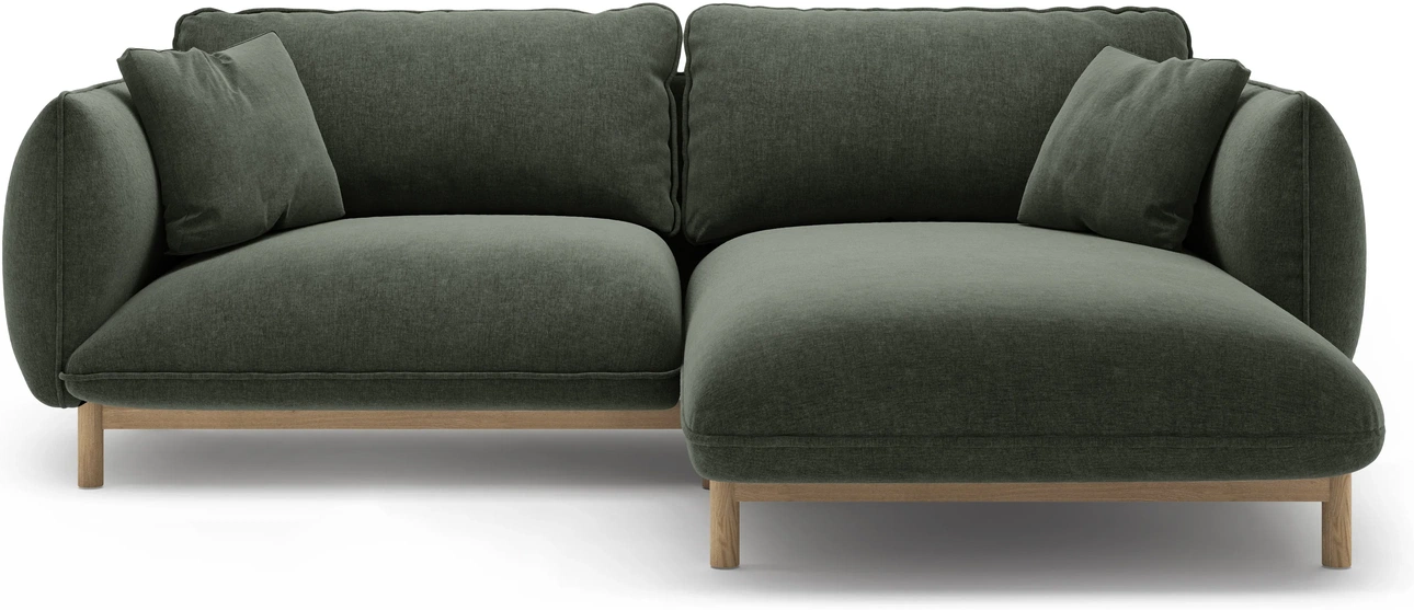 Chaiselongsofa Micadoni Ada, højrevendt, mosgrøn strukturstof Wind 75, B220xD179xH78 cm