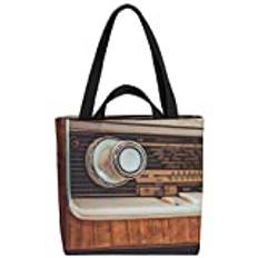 VOID Vintage radio trä retroväska 33 x 33 x 14 cm, 15 l shoppingkasse shoppingväska väska