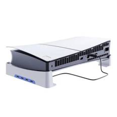 USB Hub og Horisontal stander Til PS5 Slim. Udvid til 4x USB porte. PGTECH. Hvid.
