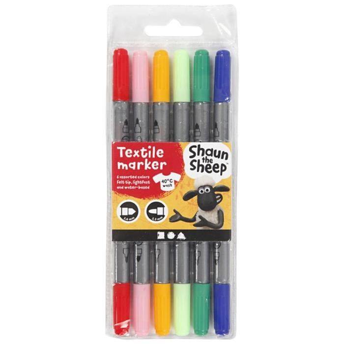 Textilpennor - Dubbelspets - 6 st - Perfekt för Barn - Blandade