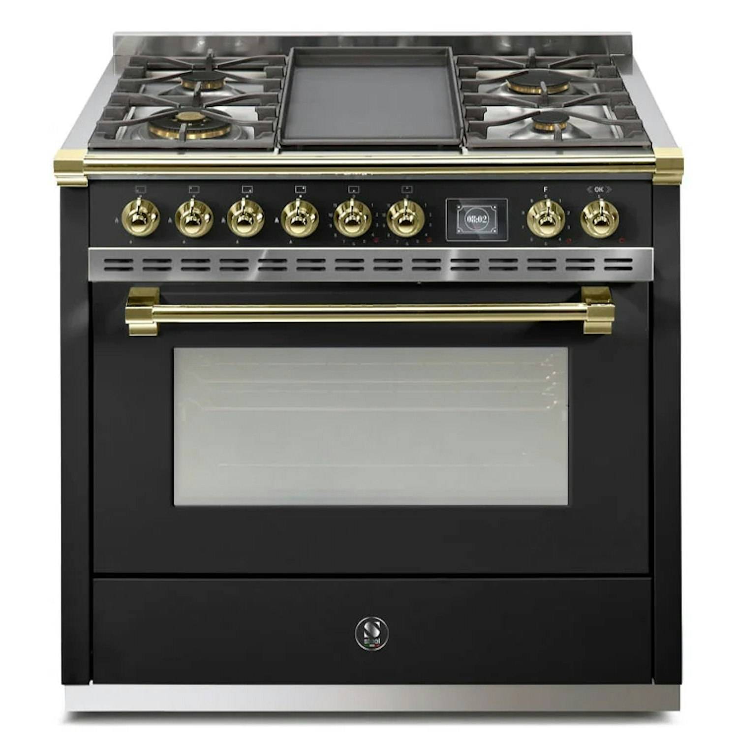 Gasolspis Steel Ascot Combi-Steam 90 cm Nero Brass med BBQ och ångfunktion
