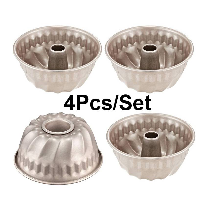 non stick carbon steel bakeware cake mould set 4 of 4inch mini bundt pan