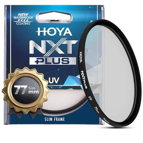 Hoya NXT Plus 77 mm UV-filter – Schott B270 klart glas med 10-lagers HMC multibeläggning för 98% ljusöverföring, vattentät topprock, aluminiumram – kameralinsfilter för skarpa, tydliga bilder