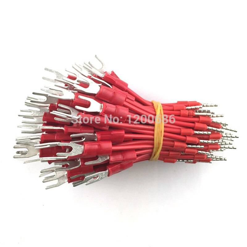 Gaffel Ring Terminal M4 22-16 AWG - Röd