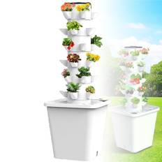 3/4/5/6 Våningar - Hydroponics Tower Garden Hydroponic Odlingssystem, Plant Hydroponics Tower - W/Hydrating, Timer För örter, Frukter, Grönsaker,White-30Hole