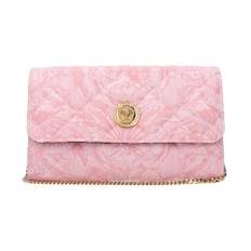 Versace, Taske, Dame, Lyserød, ONE SIZE, Uld, Stilfuld Stof Clutch Taske med Frontdetalje