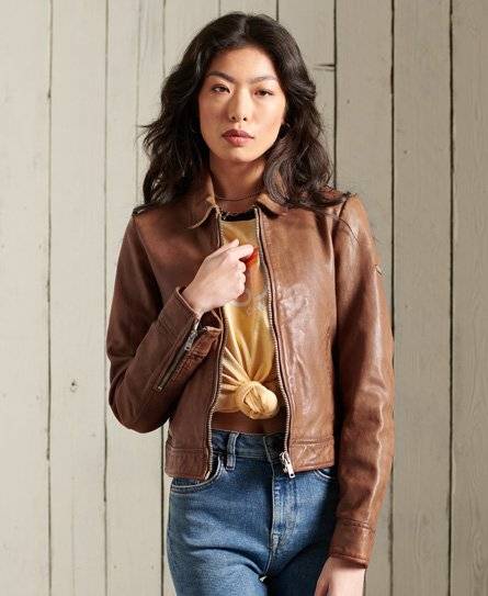 Superdry Kort Harrington jakke i læder
