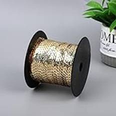 GreatRise 100 yard färgglada paljettband paljetttrim glitter paljett trim sträng paljett dekorband paljetter band glitterband pysselband för kläddekoration pannband laser ljus guld