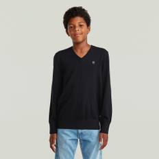 Boys Basic V Neck Knit - Black - boys