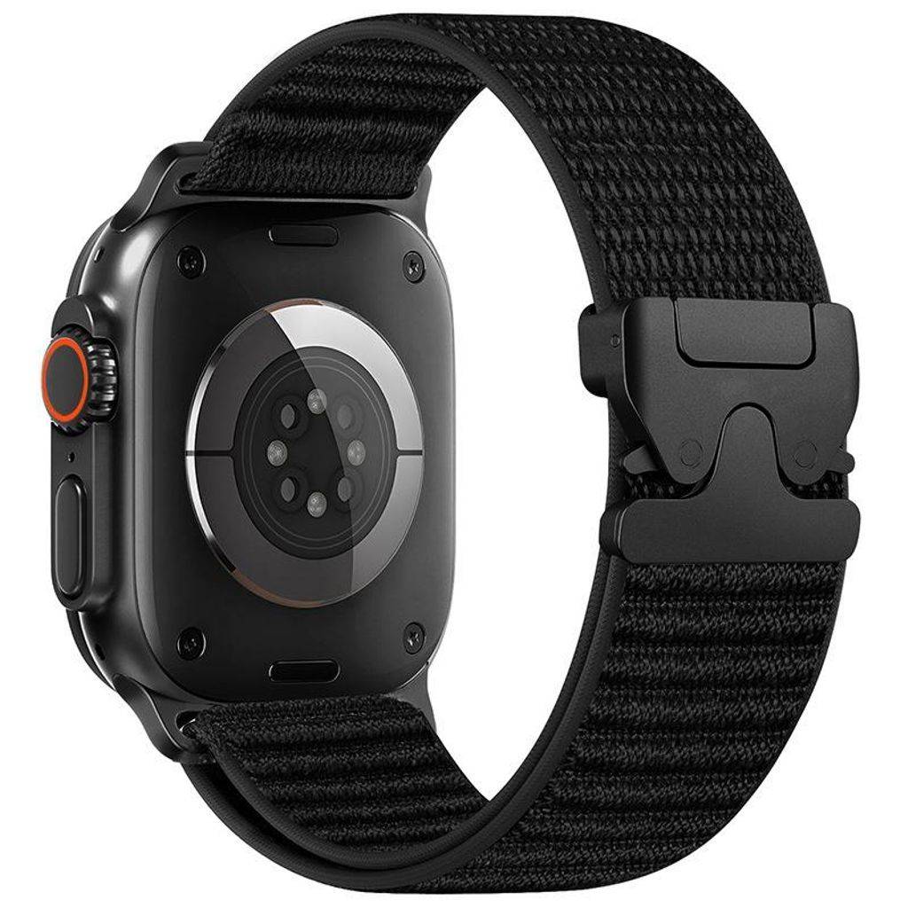 Apple Watch 49/46/45/44mm Nylon Urrem med Parachute Spænde - Sort