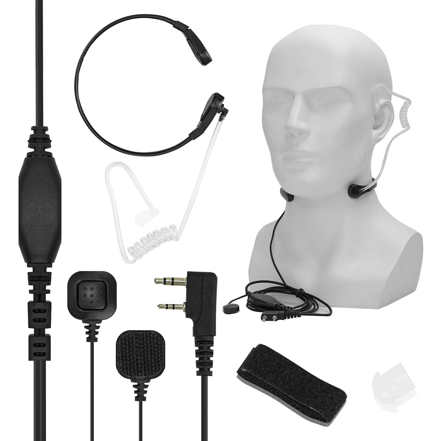 Baofeng Walkie Talkie Earphone K Neck Throat Control Earpieces Retractable Finger PTT Two Way Radio Headset CS Tactical For TYT