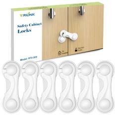 TRILINK skåplås för bebisar 6 pack, Baby Proofing Baby Safety Locks, barnlås för skåp, kylskåpslås för barn, Strong Adhesive No Drilling-Durable-Multifunctional for Furniture Kitchen