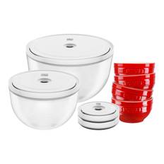 ZWILLING Fresh & Save Bowls Vakuumskålset Glas/Keramik, 10 delar, Körsbär