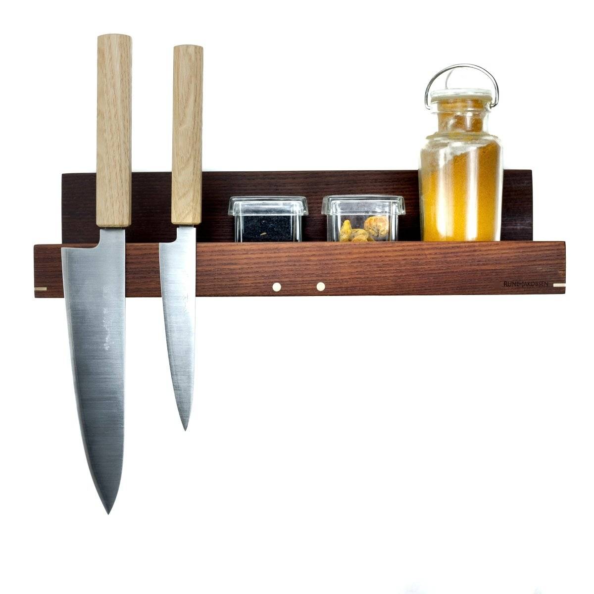 Hack for Knives – kitchen shelf with magnetic knife holder in several sizes and wood species - 40 cm / 12 cm / Walnut