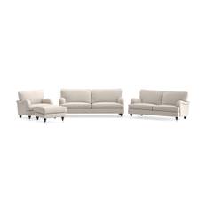 Howard Classic Soffgrupp 3-sits + 2-sits Soffa Fåtölj Fotpall i Tyg - Beige Bloomington