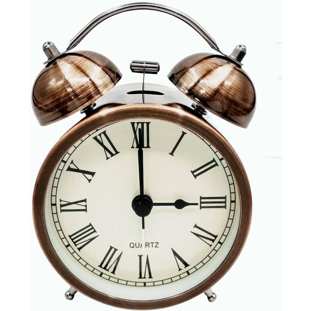 Klassisk elegant, ikke-tikkende, lydløst kvartsbordur, vintage vækkeur med høj alarm, batteridrevet metalbordur til soveværelset