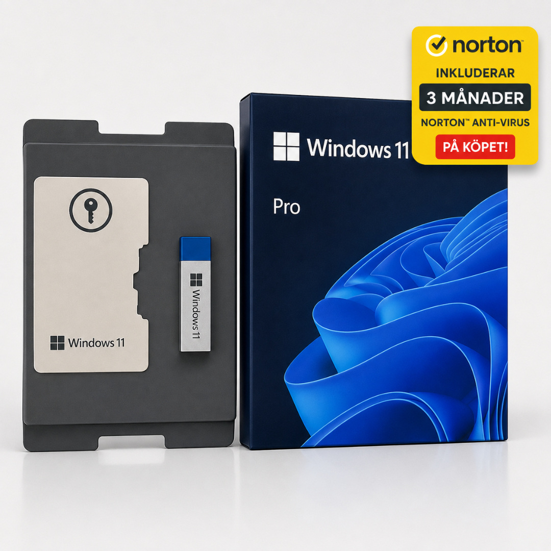 Windows 11 Pro Fysisk Box med USB + Norton AntiVirus