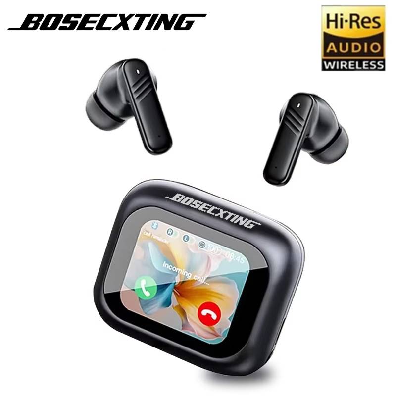 BOSECXTING Full In Touch Screen Headphone ANC V10 Bluetooth 5.4 Noise Cancelling Earphone Wireless InEar ENC Earbuds With Mic