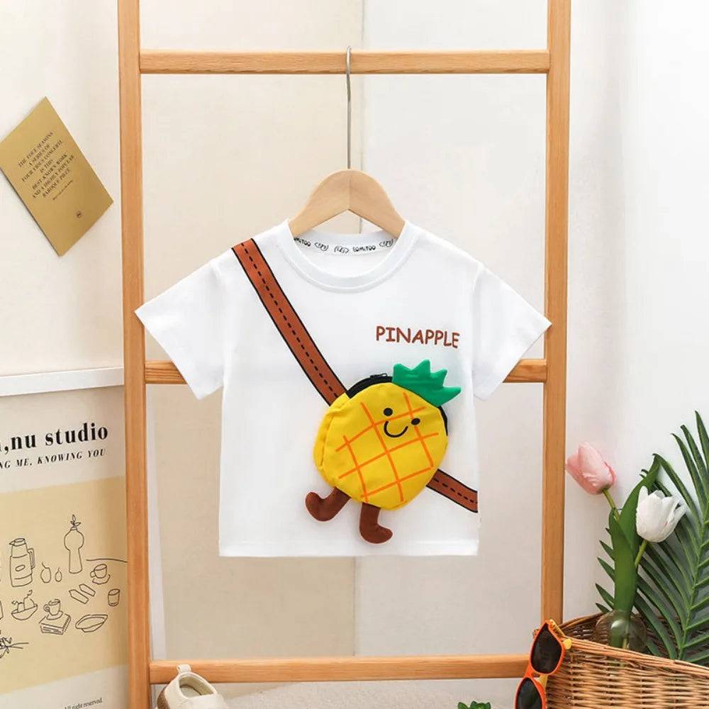 Mini Fashion™ - Fruktig look - T-shirt Vit - Ananas / 140 (6-7 år) | Pedagogiska Träleksaker