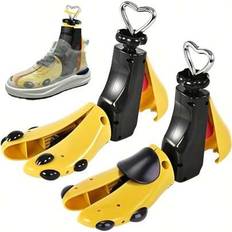 2-delat set (1 skosträckare + 1 skohorn) WoJia justerbar unisex skosträckare - gul och svart plastdesign, lämplig för konstläderskor, stövlar, sneaker - Multifärgad