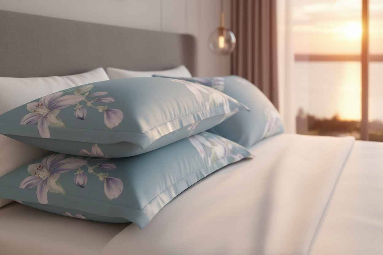 Kuddfodral RIPOSO – Elegant och mjukt kuddfodral i dekorativ design 2-pack (48x74 cm) - Lagoon Floral / 1-pack (2st kuddfodral)