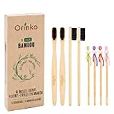 ORINKO - Paket med 4 japanska öronrengörare + 4 bambu-tandborstar - Zero Waste Paket - Perfekt gåva [pengarna-tillbaka-garanti]