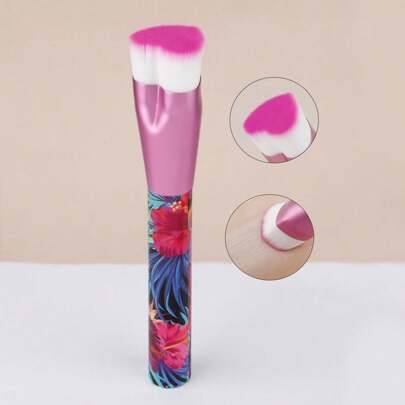1 st hjärtformad sminkborste, foundation, rouge, concealer, ögonskuggsborste, föll inte, mjuk mot huden - Multifärgad