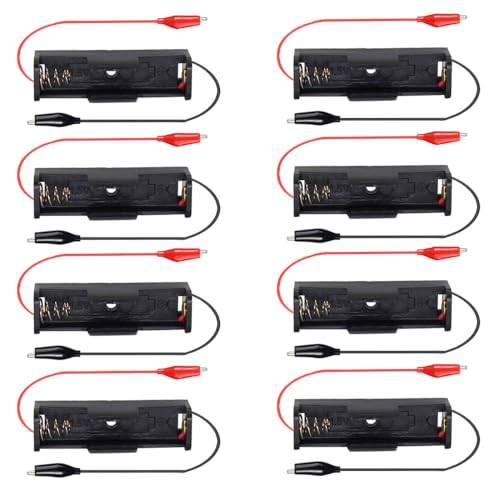 Gebildet Enkel AA-batterihållare, 1 x 1.5V AA-batterihållare, AA-batterihållare med Alligator Clip-trådar (8-pack)
