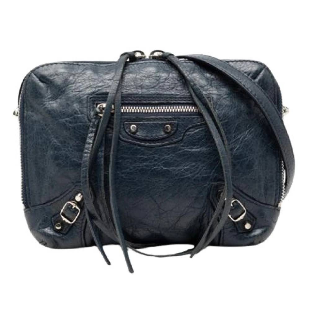 Balenciaga Vintage Pre-owned Classic Reporter Crossbody Taske - Vintage - Dame - Blå - ONE SIZE - Uld