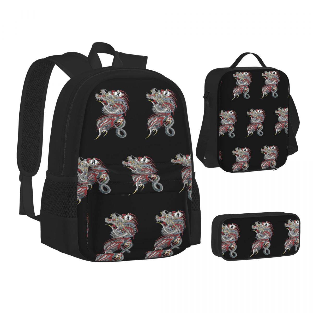 Kiryu Kazuma - Dragon Of Dojima (Yakuza) Backpacks Boys Girls Bookbag School Bags Rucksack Lunch Bag Pen Bag Three-Piece Set