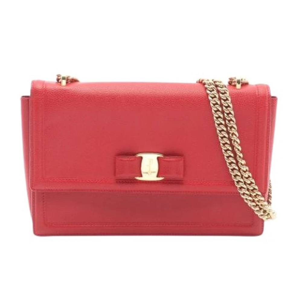 Salvatore Ferragamo Pre-owned Pre-owned Leather Shoulder Bag - Vintage - Dame - Rød - ONE SIZE - Uld
