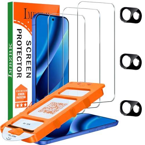 [Auto-Dust Removal] IMBZBK 3 Pack Screen Protector for Google Pixel 10a [6.3 INCH] Accessories, Case Friendly Film, Military Grade Shatterproof Tempered Glass 3 Camera Lens Protector