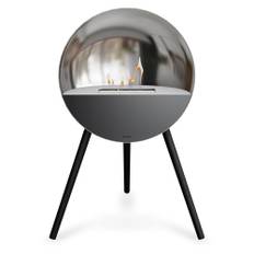 Le Feu Bioetanol Kamin Eye Silver med Hvid Topp, Sort Foran, Sort Ben