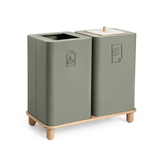 Papperskorg Arkad Duo - Med stativ, Färg Forest Green, Symbol Papper & Brännbart avfall