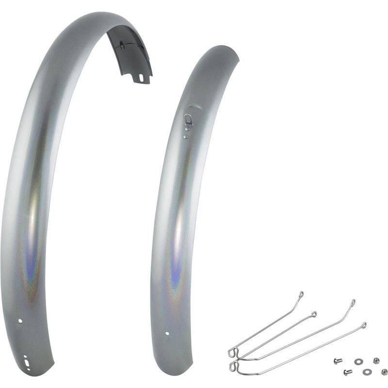 Electra Townie Path Go! Aluminium skärmsats 27.5", Front and Rear - Holographic/White
