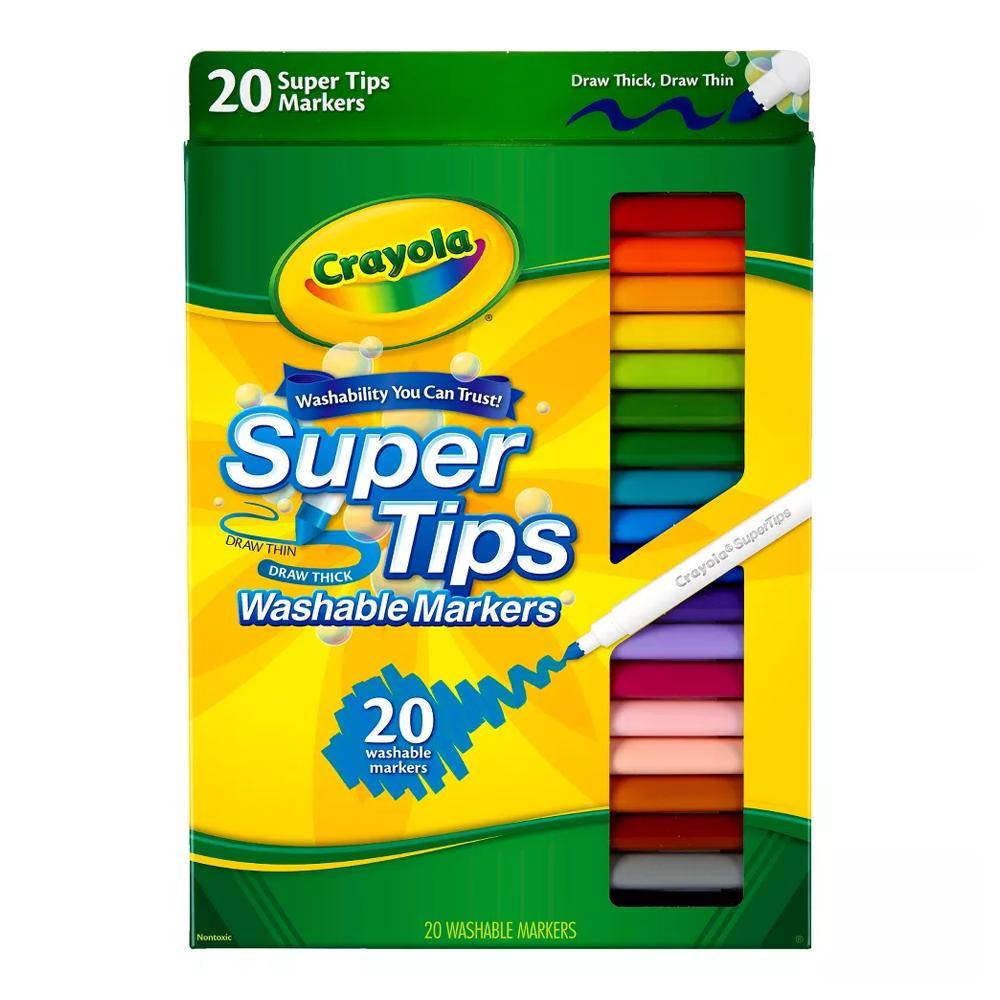 Tvättbara färgpennor för skolan för barn Super Tips Crayola 20 färger