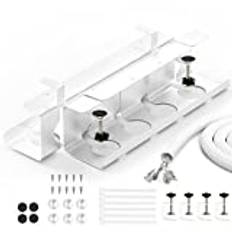 BANNIO Kabelkanal skrivbord - uppsättning av 2 kabelhantering skrivbord utan borrning - 43 cm kabelhållare, kabelränna bord inkl. tillbehör - kabelkorg, kabelskaft för ordning på arbetsplatsen - vit